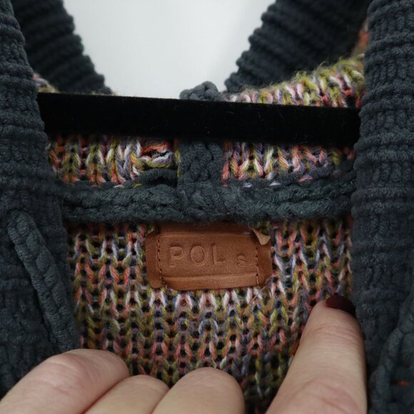 POL Chunky Distressed Sweater Womens S Purple Grunge Boho Normcore Hooded - Picture 2 of 16